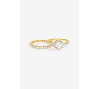 Jon Richard Gold Plated Halo Engagement Ring Set Gold XL