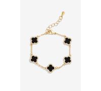 Jon Richard Gold Plated Jet Enamel Clover Bracelet Gold One Size