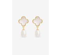 Jon Richard Gold Plated Mother Of Pearl Clover And Pearl Drop Earrings Gold