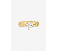 Jon Richard Women's Gold Plated Navette Cubic Zirconia Ring | Size: Large