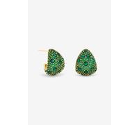 Jon Richard Gold Plated Pave And Emerald Dome Earrings In Silver Silver One Size