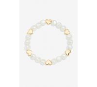 Jon Richard Gold Plated Pearl and Polished Heart Bracelet One Size Silver