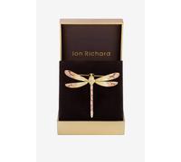 Jon Richard Gold Plated Pink Dragon Fly Brooch - Gift Box Gold One Size