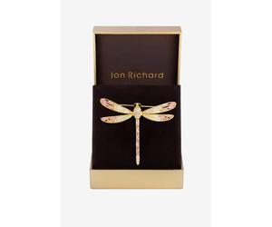 Jon Richard Gold Plated Pink Dragon Fly Brooch - Gift Box Gold One Size