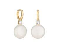 Jon Richard Gold Plated Polished Huggie Hoop Pearl Drop Earrings Gold