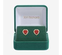 Jon Richard Gold Plated and Red Heart Earrings One Size Gold