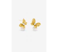 Jon Richard Gold Plated Satin Butterfly And Pearl Drop Earrings Gold