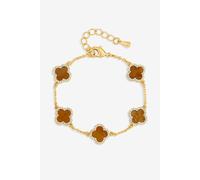 Jon Richard Women's Gold Plated Tigers Eye Clover Bracelet Jon Richard Gold One Size