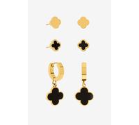 Jon Richard Women's Gold Plated Waterproof Clover Earrings - Pack of 3 Jon Richard Gold One Size