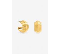 Jon Richard Women's Gold Plated Waterproof Ribbed Chubby Hoop Earrings Jon Richard Gold One Size