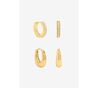 Jon Richard Gold Polished And Pearl Hoops - Pack Of 2 Gold One Size