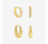 Jon Richard Gold Polished Pearl Hoops - Pack of 2 One Size Gold
