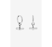 Jon Richard Platinum Plated Waterproof T-Bar Huggie Hoop Earrings In Silver Silver One Size