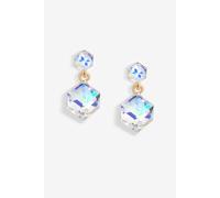 Jon Richard Radiance Collection Rose Gold Plated Aurora Borealis Cube Drop Earrings Multi