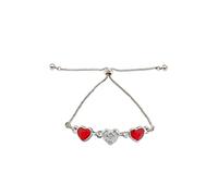 Jon Richard Radiance Collection- Silver And Red Dancing Heart Bracelet Embellished With Crystals Red One Size