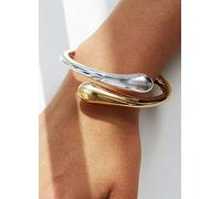 Jon Richard Recycled Two Tone Plated Polished Bangle Bracelet