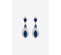 Jon Richard Women's Rhodium & Sapphire Navette Drop Earrings in Silver