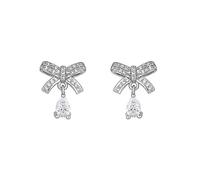 Jon Richard Rhodium Plate Cubic Zirconia Bow Earrings