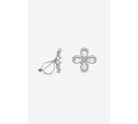 Jon Richard Rhodium Plated and Crystal Floral Clip Earrings One Size Silver