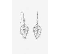 Jon Richard Rhodium Plated Crystal Leaf Drop Earrings