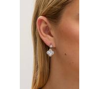Jon Richard Rhodium Plated And Cubic Zirconia Clover Drop Earrings In Silver Silver One Size