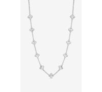 Jon Richard Rhodium Plated And Diamond Cut Station Clover Necklace - Gift Box In Silver Silver One Size