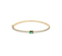 Jon Richard Rhodium Plated and Emerald Stone Cubic Zirconia Bangle Bracelet
