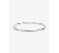 Jon Richard Rhodium Plated And Pave Twist Bangle In Silver Silver One Size