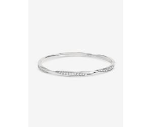 Jon Richard Rhodium Plated And Pave Twist Bangle In Silver Silver One Size