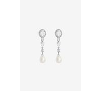 Jon Richard Women's Rhodium Plated & Pearl Multistone Drop Earrings in Silver Jon Richard Silver One Size