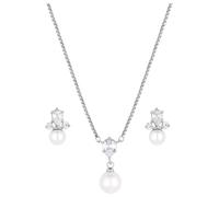 Jon Richard Rhodium Plated And Pearl Pendant and Earring Set