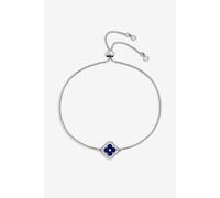 Jon Richard Rhodium Plated And Sapphire Clover Toggle Bracelet In Silver Silver One Size