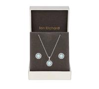 Jon Richard Rhodium Plated Aqua Jewellery Set - Gift Boxed Aqua