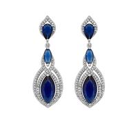 Jon Richard Rhodium Plated Blue Navette Statement Drop Earrings Blue