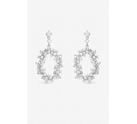 Jon Richard Rhodium Plated Crystal And Freshweater Pearl Open Earrings In Silver Silver One Size