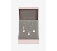 Rhodium Plated Crystal Bow and Pearl Drop Set - Gift Box Jon Richard Silver One Size