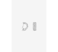 Jon Richard Rhodium Plated Crystal Hoop Clip Earrings In Silver Silver