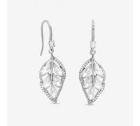 Jon Richard Rhodium Plated Crystal Leaf Drop Earrings