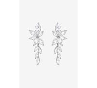 Jon Richard Rhodium Plated Crystal Leaf Drop Earrings One Size Silver