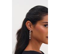 Jon Richard Women's Rhodium Plated Crystal Linear Drop Earrings in Silver Jon Richard Silver One Size