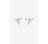 Jon Richard Rhodium Plated Cubic Zirconia And Pave Small Bow Studs In Silver Silver One Size