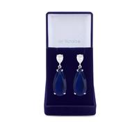 Jon Richard Women's Rhodium Plated Cubic Zirconia Blue Peardrop Earrings - Gift Boxed in Mid Navy Jon Richard Mid Navy One Size