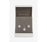 Jon Richard Rhodium Plated Cubic Zirconia Clover Set - Gift Boxed In Silver Silver