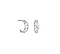 Jon Richard Women's Rhodium Plated Cubic Zirconia Hoop Earrings in Silver Jon Richard Silver One Size