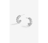 Jon Richard Women's Rhodium Plated Cubic Zirconia Micro Pave Mini Hoop Earrings in Silver Jon Richard Silver One Size