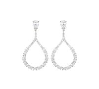 Jon Richard Rhodium Plated Cubic Zirconia Open Earrings In Silver Silver One Size