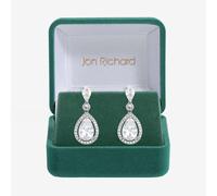 Jon Richard Rhodium Plated Cubic Zirconia Pear Drop Earrings In Silver Silver