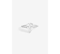 Jon Richard Rhodium Plated Cubic Zirconia Pear Ring In Silver Silver L