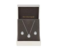 Jon Richard Rhodium Plated Cubic Zirconia Pear Stone Set - Gift Boxed
