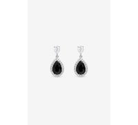 Jon Richard Women's Rhodium Plated Cubic Zirconia Sapphire Pear Drop Earrings in Silver